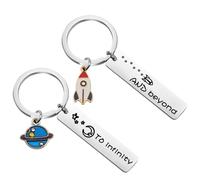 YIQPKUM 2 Unidades Llaveros Pareja Te Amo Hasta Infinito Más Allá Anilla Cohete Planetas Llaves Coche Accesorios (Plateado)