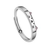 YIQPKUM Anillos Orejas Gato Aleación Zinc Divertidos Mujer Ajustables Plata Plateada Joyería Encantos Declaración Artísticos Pequeños Animales Accesorios Regalos (Plateado)