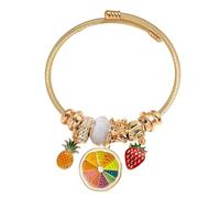 YIQPKUM Brazalete Frutas Cítricas Piña Fresa Diálogo Aleación Zinc Cuentas Oro Joyas Dijes Mujeres Accesorios Regalos (Multicolor)