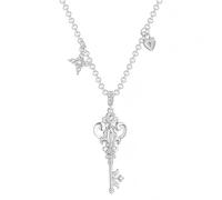 YIQPKUM Collar Llave Victoriana Elegante Colgante Cristal Corazón Mariposa Mujeres Dijes Llamativo Cadena 45cm Estético Detalles (Plateado)