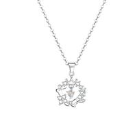 YIQPKUM Collar Mariposa Corona Floral Delicado Colgante Cristales Joyería Declaración Mujer Mamá Amigas Fiesta Cumpleaños Regalos (Plateado)