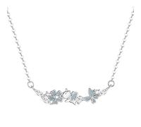 YIQPKUM Collar Mariposa Cristal Esmalte Colgante Flor Joyería para Mujer Charmes Declaración 45 cm Cadena con Extensión Accesorio Regalos (Azul)