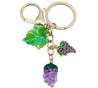 YIQPKUM Llavero Racimo Uvas Divertido Regalos Frutas Anillo Mochila Cartera Accesorio Charmes para Amantes Naturaleza (Morado)
