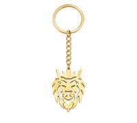 YIQPKUM Llaveros de Cabeza de León Rey Dorados Acero Inoxidable Animales Salvajes para Coche y Bolso Dijes Regalos (Plateado Oro)