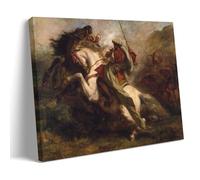 YiQuSoft Póster de Eugene Delacroix con la colisión de jinetes moros de 1844, lienzo decorativo para dormitorio, moderno, impresión para el hogar, estilo marco, 20 x 30 cm