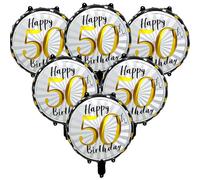 Yiran 50 Años Decoracion Globos Cumpleaños, 18 Pulgadas Foil Globos 50er Cumpleaños Oro Negro, 6 Piezas Happy 50th Birthday Globos Cumpleaños para Hombres Mujeres Cumpleaño Decoraciones Fiesta