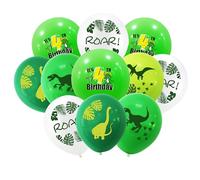 Yiran Dinosaurios Globos de Cumpleaños 4 Años, 10piezas Dino Decoracion 4 Cumpleaños Chico, 12pulgadas Globos Cumpleaños Blanco Verde con "4th birthday", Látex Globos para Cumpleaño Deco Fiesta