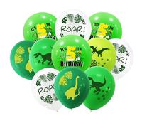 Yiran Dinosaurios Globos de Cumpleaños 5 Años, 10piezas Dino Decoracion 5 Cumpleaños Chico, 12pulgadas Globos Cumpleaños Blanco Verde con "5th birthday", Látex Globos para Cumpleaño Deco Fiesta