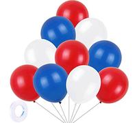 Yiran Globos rojos, azules y blancos, paquete de 30 globos de látex de 12 pulgadas con 1 cinta para fiestas de cumpleaños, bodas, aniversarios y celebraciones decoraciones de fiesta