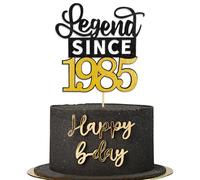 Yiran Legend Since 1985 - Decoración personalizada para tarta de 40 cumpleaños, decoración de aniversario de 40 cumpleaños, color negro y dorado para hombres y mujeres