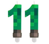 Yiran TNT Velas Numbe 11 cumpleaños, Pixel Green Number 11, velas de cumpleaños de Pixel Gaming para niños y niñas, suministros de fiesta temática de