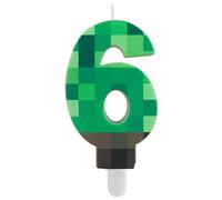 Yiran TNT Velas Numbe 6 cumpleaños, Pixel Green Number 6, velas de cumpleaños de Pixel Gaming para niños y niñas, suministros de fiesta temática de