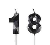 Yiran Velas de Cumpleaños 18 Años Negro, Decoraciones para Niños y Niñas, Número 18 3D para Tarta, Topper de Vela Negro, Suministros para Fiestas, Bodas y Aniversarios