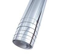 YIREAUD Hojas de espejo flexibles, 50 x 100 cm, rollo autoadhesivo, papel de espejo, no cristal, montaje en pared, ligero, plateado, moderno, baño, cocina, decoración de sala de estar