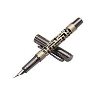 Yiren 890 pluma doblada Fude pluma, fina a gran tamaño, barril de diseño hueco bronce con convertidor y bolsa pequeña para bolígrafos
