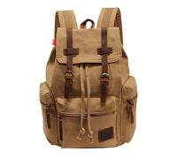 YIRONER Canvas Retro Men's Bag Backpack Suitable 14 Inch Laptop Bag Vintage 36-55l Wear(Khaki)