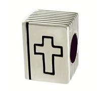 YiRong Jewelry Abalorio de cruz de plata de ley 925 con texto en inglés "Keep Faith Book" para pulsera Pandora, Plata de ley Plata, Sin piedra