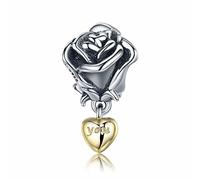 YiRong Jewelry Charm de plata de ley 925 con diseño de rosa para pulsera Pandora (B)
