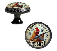 Yiruhe Paquete de 4 tiradores redondos de acrílico para cajones y armarios de cocina con texto en inglés "I Refuse to Become a Nuggget"