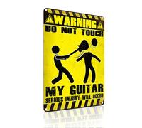 Yiruhe Warning Do Not Touch My Guitar Cartel Vintage Metal Decoración para Entusiastas de la Guitarra, Regalo, Sala de Música, Casa, Garaje, Bar, Decoración, 20 x 30 cm (2345)