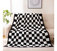 YIRUIO Manta de ajedrez a Cuadros, esponjosa, cálida, cómoda, Reversible, súper Suave, acogedora para decoración del hogar, Cama, sofá, Sala de Estar (Negro, 51 x 63 Pulgadas)