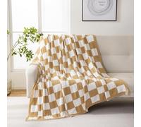YIRUIO Mantas de ajedrez de cuadrícula de ajedrez, calentador de cuadros, cómodo, reversible, de microfibra, lanuda y acogedora decoración para el hogar, cama, sofá (naranja quemado, 60 x 79 pulgadas)