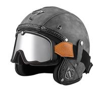Yirunfa Casco Abierto De Moto Retro con Gafas, 3/4 Medio Casco De Protección para Motocicleta, Vintage Casco De Moto Jet Scooter Cruiser Ciclomotores para Mujer y Hombre, Certificado ECE