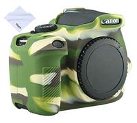 Yisau - Carcasa de goma para cámara Canon EOS Rebel T6 (incluye gamuza de microfibra), color verde