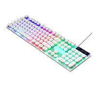 Yisawroy Teclado mecánico retroiluminado LED USB, 104 teclas, teclado moderno para juegos