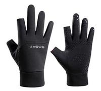YISENJEE Guantes De Invierno Para Hombre Y Mujer, Con Pantalla Táctil, Para Esquí, Deportes Al Aire Libre,Impermeables Y Resistentes Al Frío, Con Letras - Negro - Protección Contra Fugas En Dos Dedos