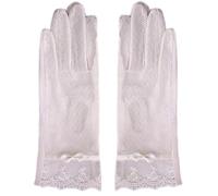 YISENJEE Guantes De Protección Solar Protector Solar Para Conducir Fino Ribete De Encaje Lazo Estilo Corto Blanco Roto