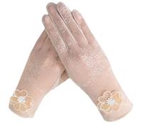 YISENJEE Guantes De Protección UV Protector Solar Fino Con Estampado De Encaje Y Flores Para Pantalla Táctil De Coche Transpirable De Seda Helada Blanco Roto