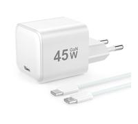 YISH 45W Cargador USB C Carga Rapida GAN：3A Enchufe Tipo C Cargador Movil Carga Rapida Compatible con iPhone 17 16 15 Samsung S25 S24 Adaptador Cabezal USB C Super Fast Charging, con 60W Cable Tipo C