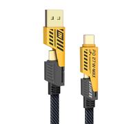 YISH Cable USB Multiple Carga Rápida:4 en 1 Cargador USB Multi Cable Carga, 1.8M Nylon Cargador Movil Carga Cable Datos con USB A/USB C a Tipo C 65W/PD 27W Compatible con iPhone Samsung Macbook iPad