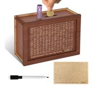 YISH Hucha Retro 5000 Euros con Objetivo de Ahorro y Números Marcados, Nucha con Números, Hucha con Marcador, Caja de Ahorro Extraíble Reutilizable con Lámina de 3000 Euros