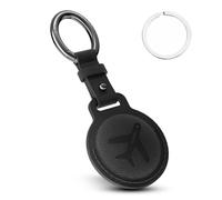 YISH PU Fundas Llavero Airtag: Airtag Funda Protectora para Air Tag, Anilla Intercambiable, Antigraffio, Negro