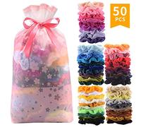 Yishaner 50 piezas premium de terciopelo bandas de pelo para mujeres o niñas accesorios de pelo con bolsas de regalo, gran regalo para Halloween, día de Acción de Gracias y Navidad