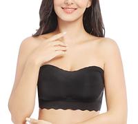Yishengwan Sujetador Mujer Push Up Sin Tirantes Sujetador Bandeau Sin Aros con Relleno para Mujeres Talla Grande