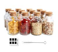 Yishik - Tarros de cristal transparente de 150 ml con tapas de corcho para caramelos, hierbas, hojas de té, condimento