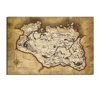YIshiQI The Elder Scrolls V Skyrim Mapa Juego Cartel Lienzo Tela Tela Impresión Pintura para Decoración del hogar Arte de la Pared Imagen(Sin Marco)