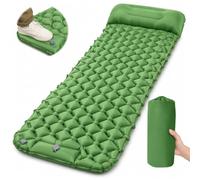 yisight Esterilla Camping, Colchoneta Camping, Colchón Inflable Individual, con Almohada y Bomba de Pie, Ultraligero y Plegable, para Senderismo, Acampada, Playa y Festivales (Verde Oliva)
