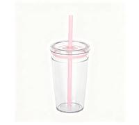 Yisituo Ysituo - Vasos para niños con tapa y pajita, 450 ml, 2 vasos de café helado, para zumo de frutas, granizados, leche, bebidas frías, fiestas, reuniones (2, rosa)