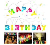YISKY Cadena Luces de Happy Birthday, LED Cadena de Luces Decorativa, Luces de Hada de Happy Birthday para Interior y Exterior, Cumpleaños, Fiesta