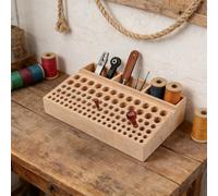 YISSALE Portaherramientas de madera de haya para artesanía en piel, 98 orificios + 3 ranuras, pulido, base estable, sin montar, para taller y taller