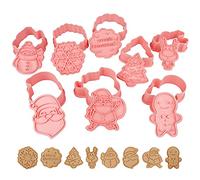 Yisscen 8 Piezas Moldes Galletas Navidad, Cortadores de Galletas PláStico, Cortadores Galletas 3D, Papá Noel, Monigote de Nieve Formas Galletas, para DecoracióN de Tartas, Chocolate
