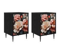 Yisssmeng Borne - Mesita de noche (2 unidades, 36 x 33 x 51 cm), color | Mesas auxiliares compactas con 2 puertas para dormitorio, pies elevados para una buena ventilación, diseño de superficie