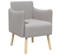 Yisssmeng Bouclé - Silla tapizada con patas de madera, color gris claro | Acogedor sillón con reposabrazos y funda de tela transpirable para tu salón o dormitorio.