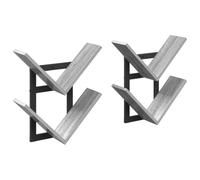 Yisssmeng Juego de 2 estanterías de pared, color gris, 43 x 15 x 47 cm | Estante colgante para ahorrar espacio para sala de estar y pasillo. Crea un elegante espacio de almacenamiento para libros y
