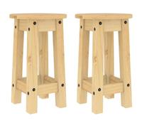 Yisssmeng Juego de 2 taburetes de bar de madera maciza de pino para cocina | Silla de madera sin respaldo para comedor y mostrador, fácil de guardar debajo de la mesa, capacidad de carga 110 kg