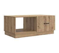 Yisssmeng Mesa de centro de madera de roble Artisan, 90 x 50 x 37 cm | Elegante mesa auxiliar para salón con 2 compartimentos cerrados, puertas batientes y cuerpo resistente de hasta 60 kg.